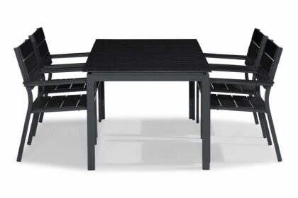Matgrupp utomhus tunis 150x90 + 4 stapelstolar - svart