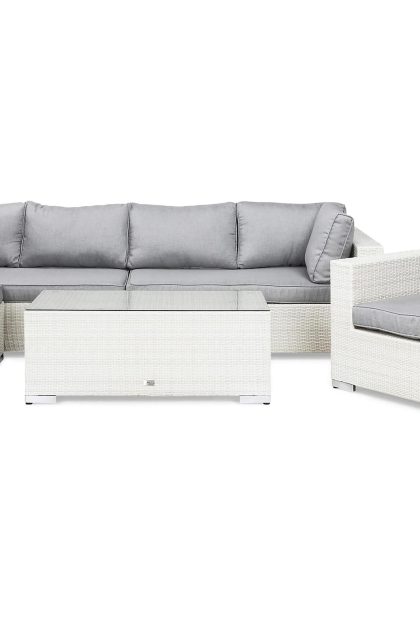 Loungegrupp utomhus bahamas 6-sits bord - divan|bord fåtölj vit