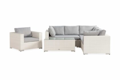 Loungegrupp utomhus bahamas 6-sits bord - fåtölj vit