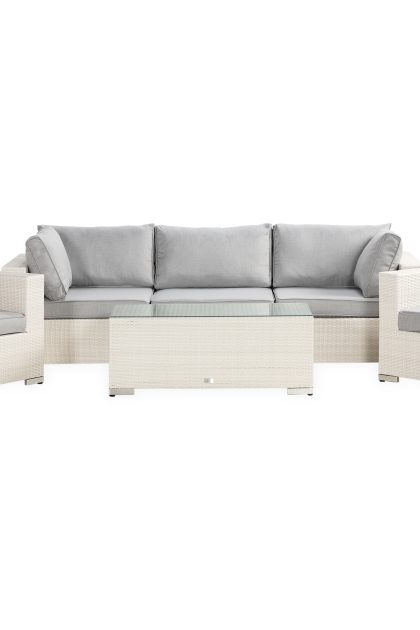 Loungegrupp utomhus bahamas 5-sits 1 bord - 2 fåtöljer vit