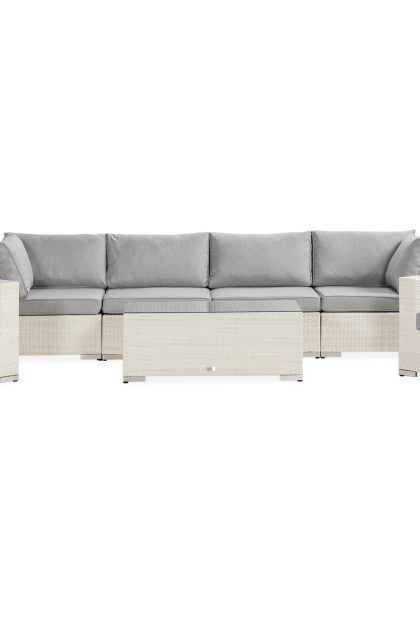 Loungegrupp utomhus bahamas 6-sits 1 bord - 2 fåtöljer vit