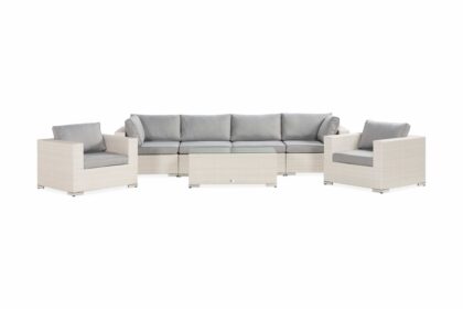 Loungegrupp utomhus bahamas 6-sits 1 bord - 2 fåtöljer vit