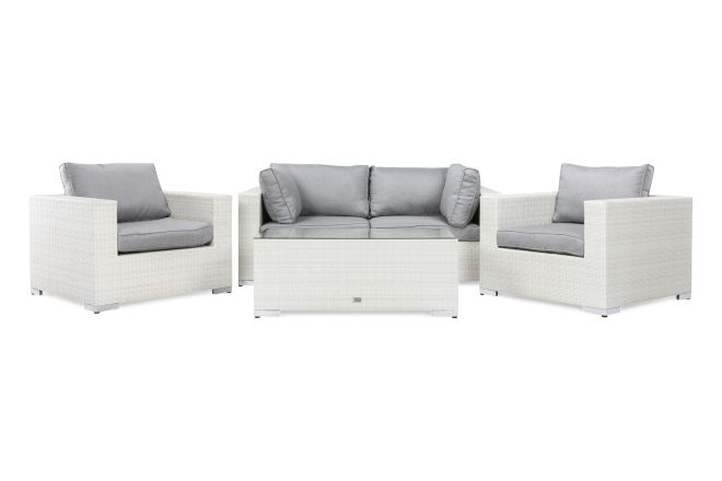 Loungegrupp utomhus bahamas 4-sits 1 bord - 2 fåtöljer vit