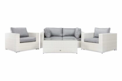 Loungegrupp utomhus bahamas 4-sits 1 bord - 2 fåtöljer vit