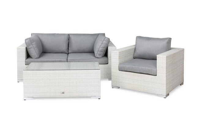 Loungegrupp utomhus bahamas 3-sits bord - fåtölj vit