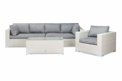 Loungegrupp utomhus bahamas 5-sits bord - fåtölj vit