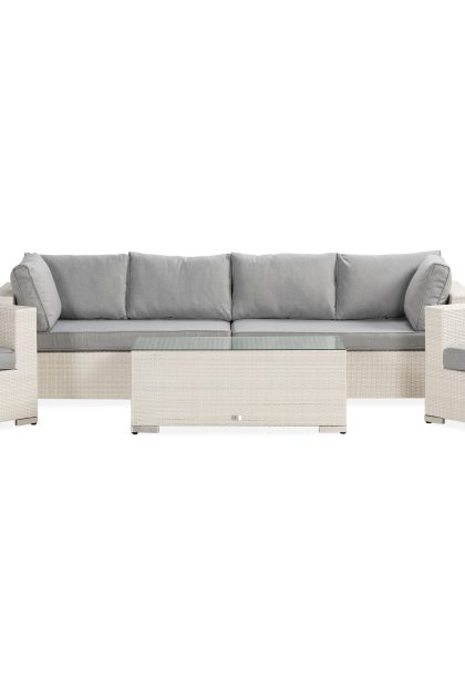 Loungegrupp utomhus bahamas 6-sits bord - 2 fåtöljer vit