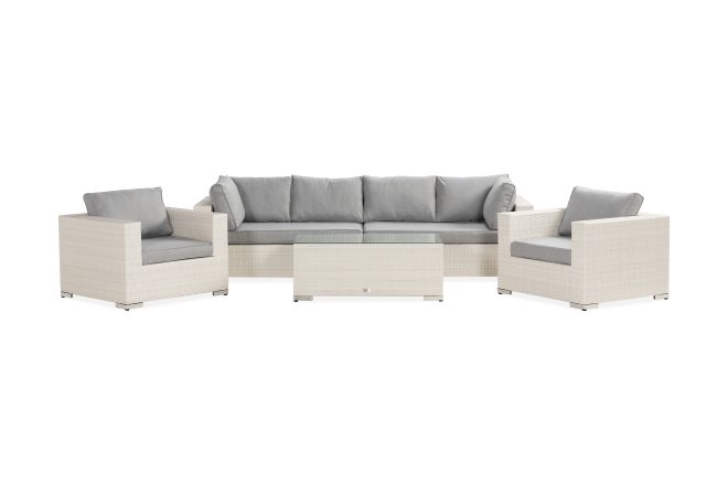 Loungegrupp utomhus bahamas 6-sits bord - 2 fåtöljer vit