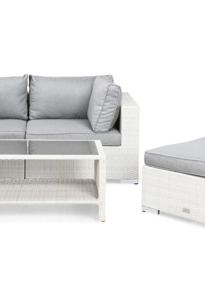 Loungegrupp utomhus bahamas 5-sits bord m hylla - divan|bord vit