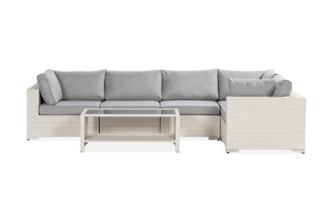Loungegrupp utomhus bahamas 5-sits bord m hylla - vit