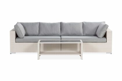 Loungegrupp utomhus bahamas 4-sits bord m hylla - vit