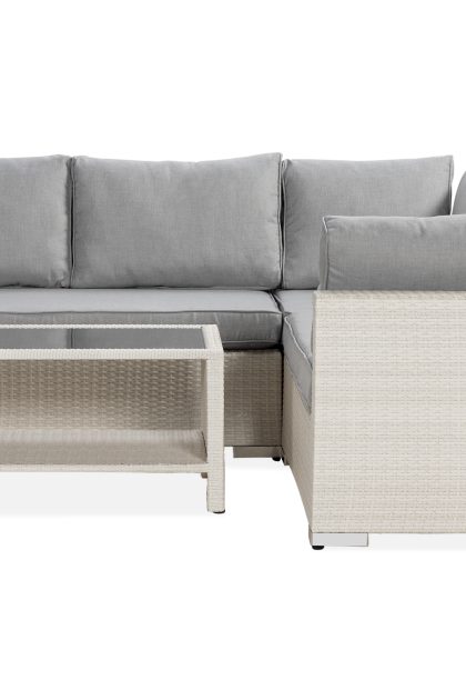 Loungegrupp utomhus bahamas 5-sits bord m hylla - vit