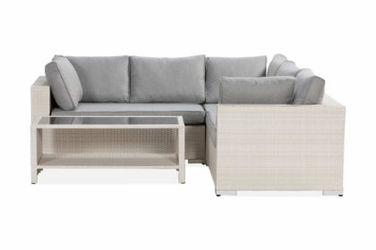 Loungegrupp utomhus bahamas 5-sits bord m hylla - vit