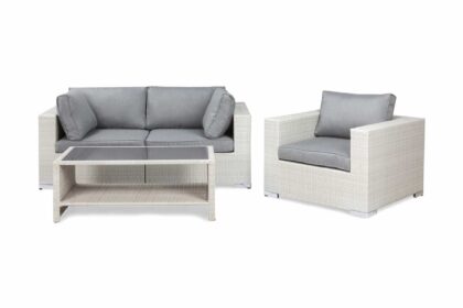 Loungegrupp utomhus bahamas 3-sits bord m hylla - fåtölj vit