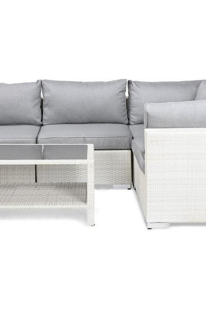 Loungegrupp utomhus bahamas 4-sits bord m hylla - vit