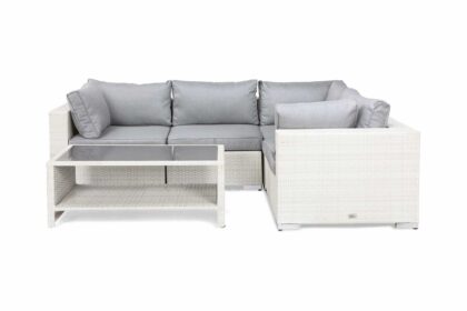 Loungegrupp utomhus bahamas 4-sits bord m hylla - vit