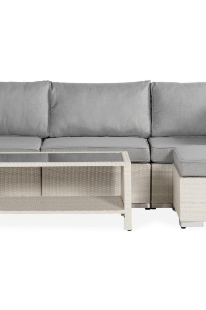 Loungegrupp utomhus bahamas 4-sits bord m hylla - divan|bord vit