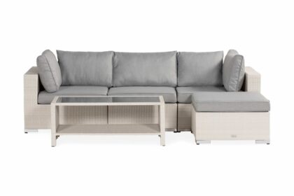 Loungegrupp utomhus bahamas 4-sits bord m hylla - divan|bord vit