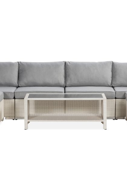 Loungegrupp utomhus bahamas 6-sits 1 bord m hylla - 2 divan|bord vit