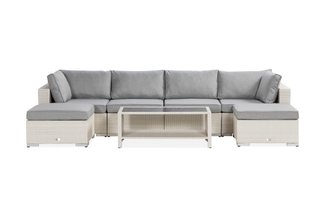 Loungegrupp utomhus bahamas 6-sits 1 bord m hylla - 2 divan|bord vit