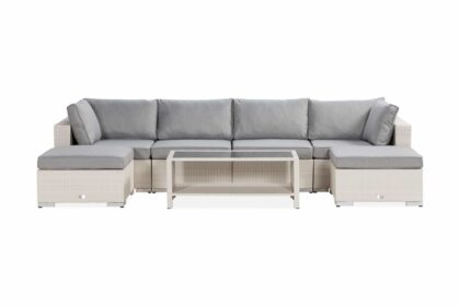 Loungegrupp utomhus bahamas 6-sits 1 bord m hylla - 2 divan|bord vit