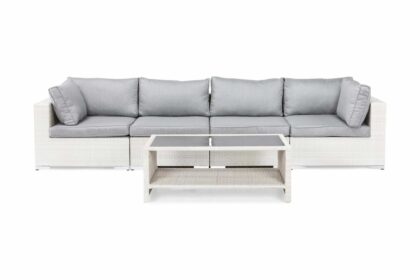 Loungegrupp utomhus bahamas 4-sits bord m hylla - vit