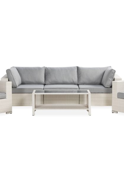 Loungegrupp utomhus bahamas 5-sits 1 bord m hylla - 2 fåtöljer vit