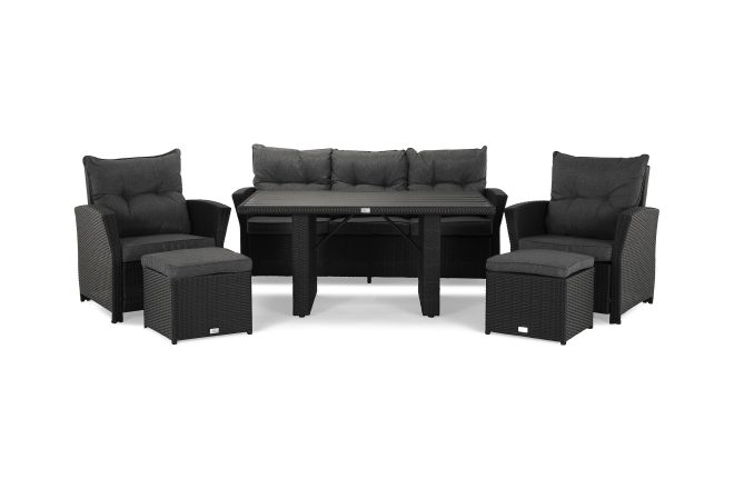 Loungegrupp utomhus james svart/aintwood - bord soffa 2 st pall m dyna