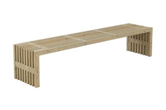 Plus rustik trallbänk utomhus design 218x49x45 cm - naturell