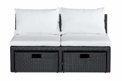 Balkongsoffa bahamas med pallar - svart