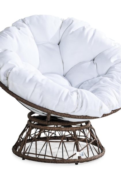 Vit rund utefåtölj cozy - chilli