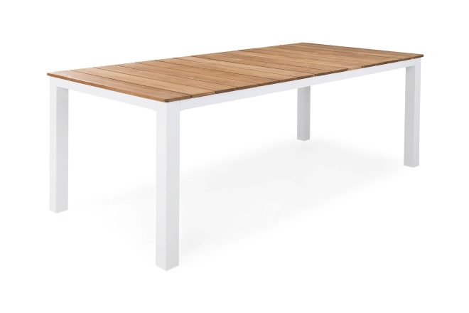 Matbord utomhus oliver 210x100 cm - vit/teak
