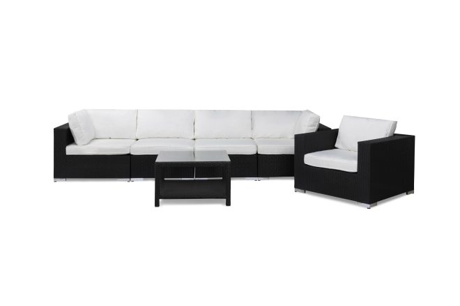 Loungegrupp utomhus bahamas 5-sits bord 75x75 - fåtölj svart