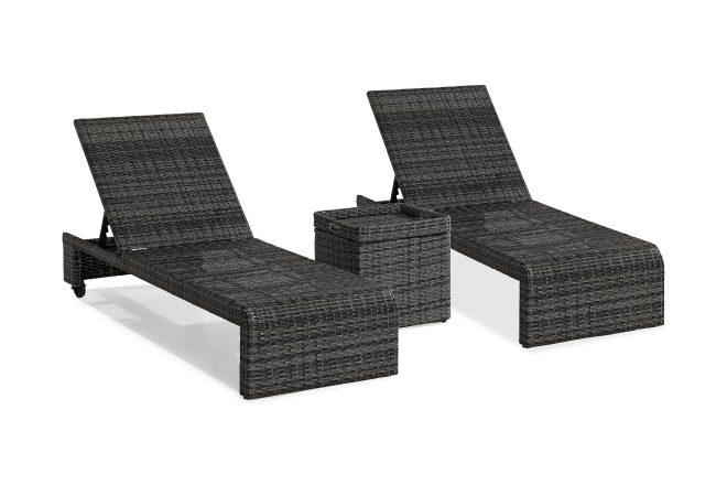 Solsängar bahamas med sidobord - grå