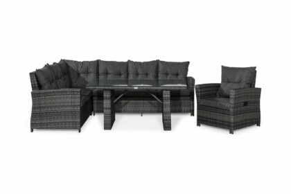 Loungegrupp utomhus james vänster - grå|glas bord fåtölj