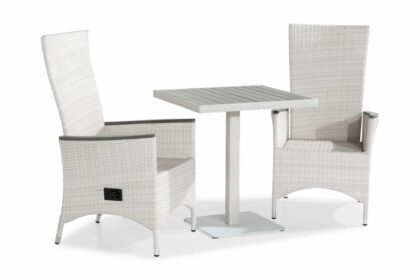 Caféset bahamas 70x70 + 2 jenny lyx fåtölj ställbar - vit|grå
