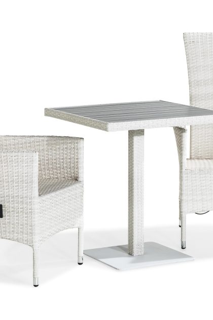 Caféset bahamas 70x70 + 2 jenny fåtölj ställbar - vit