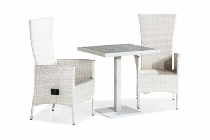 Caféset bahamas 70x70 + 2 jenny fåtölj ställbar - vit
