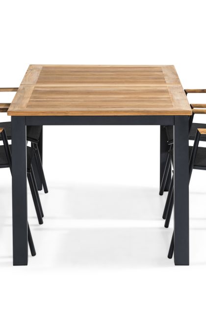 Matgrupp Utomhus Las Vegas 152-210x90 + 4 Karmstolar - Svart|Teak