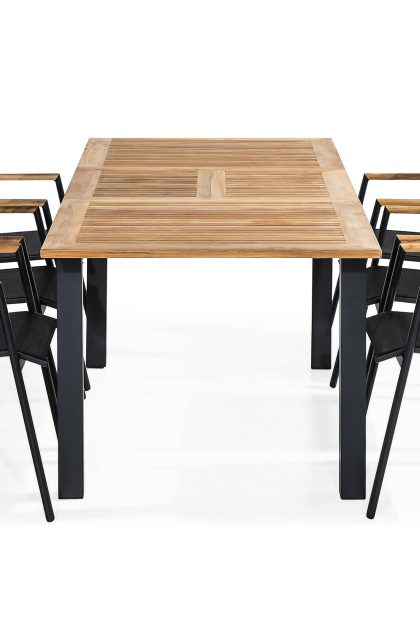 Matgrupp Utomhus Las Vegas 152-210x90 + 6 Karmstolar - Svart|Teak