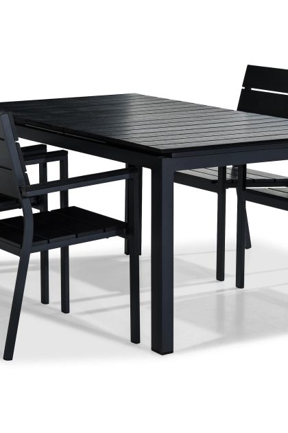 Matgrupp utomhus tunis 152-210x90 + 4 stapestolar - svart