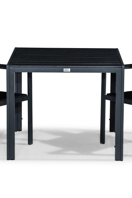 Matgrupp utomhus tunis 90x90 + 2 stapelstolar - svart