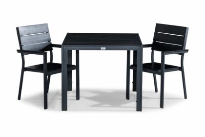 Matgrupp utomhus tunis 90x90 + 2 stapelstolar - svart