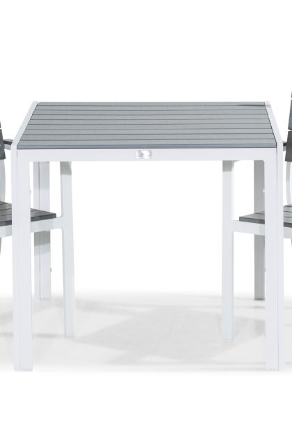 Matgrupp utomhus tunis 90x90 + 2 stapelstolar - vit|grå