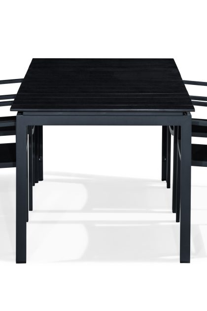 Matgrupp utomhus tunis 152-210x90 + 4 stapelstolar - svart