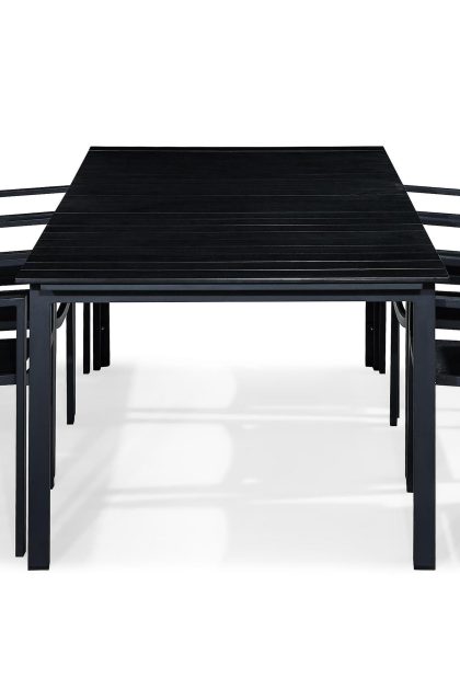 Matgrupp utomhus tunis 220-280x90 + 6 stapelstolar - svart
