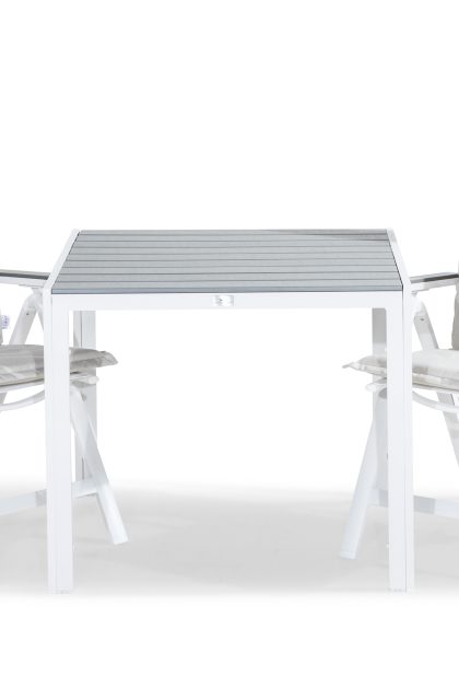 Matgrupp utomhus tunis 90x90 + 2 monaco light positionsstol m dyna - vit|grå|offwhite