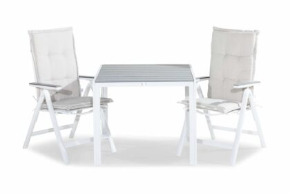 Matgrupp utomhus tunis 90x90 + 2 monaco light positionsstol m dyna - vit|grå|offwhite