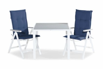 Matgrupp utomhus tunis 90x90 + 2 monaco light positionsstol m dyna - vit|grå|blå