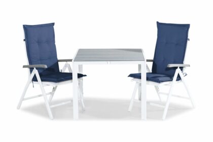 Matgrupp utomhus tunis 90x90 + 2 monaco lyx positionsstol m dyna - vit|blå